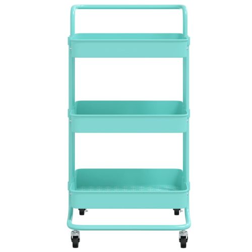 Кухненска количка, 3 нива, тюркоаз, 42x35x85 см, желязо и ABS