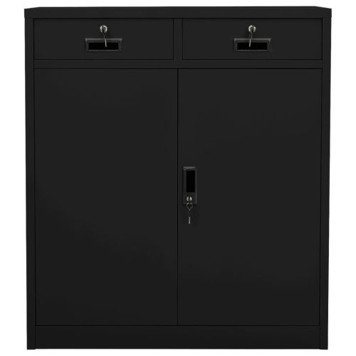 Офис шкаф, черен, 90x40x102 см, стомана