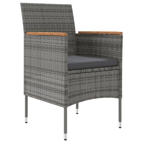 Градински трапезен комплект 9 части с възглавници сиво и черно