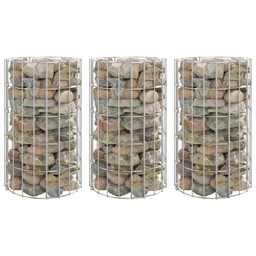 Габион кръгли повдигнати лехи 3 бр поцинкована стомана Ø30x50см