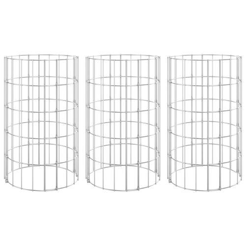 Габион кръгли повдигнати лехи 3 бр поцинкована стомана Ø30x50см
