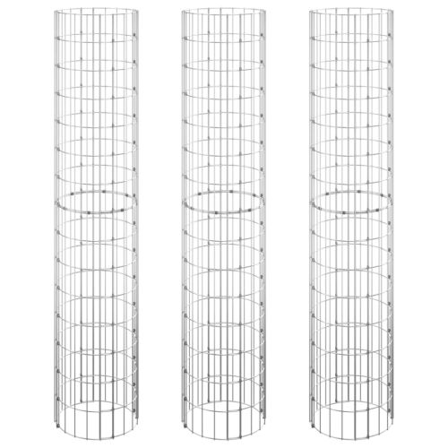 Габион кръгли повдигнати лехи 3бр поцинкована стомана Ø30x150см