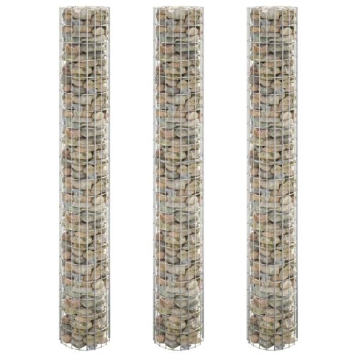 Габион кръгли повдигнати лехи 3бр поцинкована стомана Ø30x200см