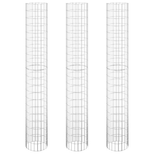 Габион кръгли повдигнати лехи 3бр поцинкована стомана Ø30x200см