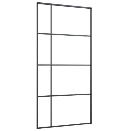 Плъзгаща се врата ESG стъкло и алуминий 102,5x205 см черна