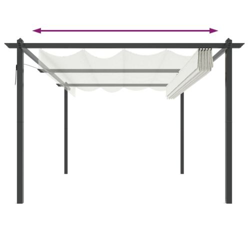 Градинска пергола с прибиращ се покрив, 4x3 м, кремава