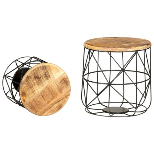 Маси за кафе, 2 бр, мангово дърво масив