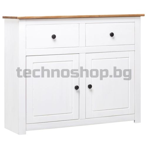 Сайдборд, бял, 93x40x80 см, бор масив, стил Панама