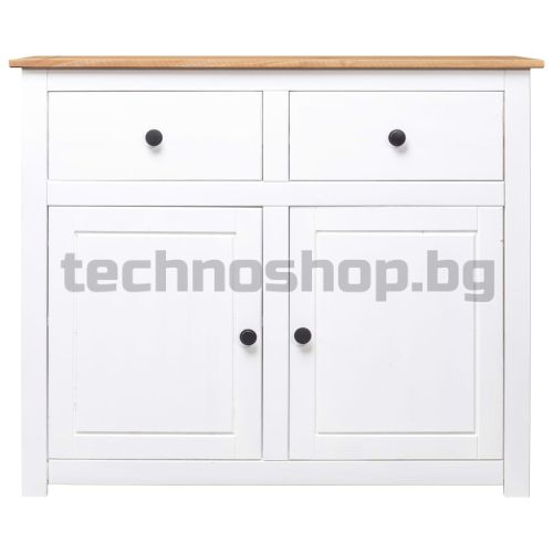 Сайдборд, бял, 93x40x80 см, бор масив, стил Панама