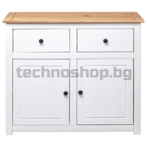 Сайдборд, бял, 93x40x80 см, бор масив, стил Панама