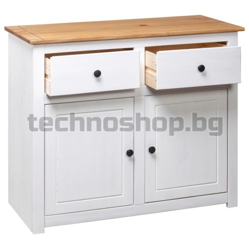 Сайдборд, бял, 93x40x80 см, бор масив, стил Панама