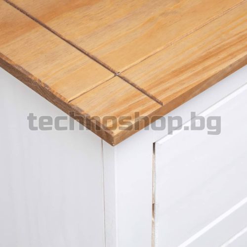 Сайдборд, бял, 93x40x80 см, бор масив, стил Панама