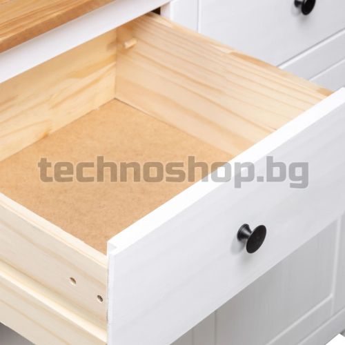 Сайдборд, бял, 93x40x80 см, бор масив, стил Панама