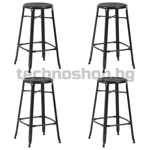 Бар табуретки, 4 бр, черни, стомана