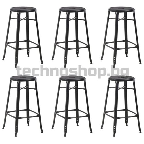 Бар табуретки, 6 бр, черни, стомана