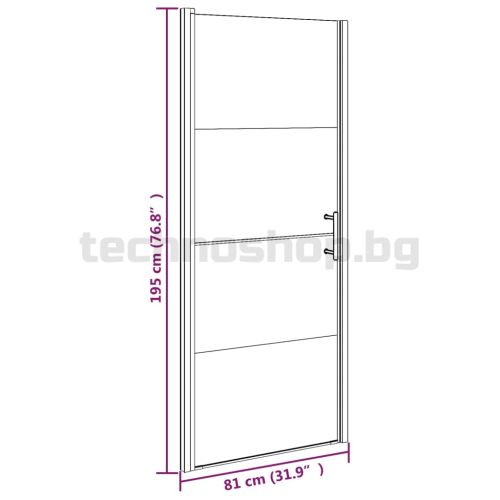 Врата за душ, 81x195 см, полуматирано закалено стъкло, черна