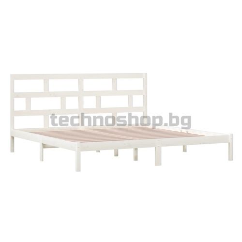 Рамка за легло, бяла, бор масив, 200x200 см