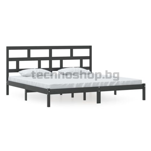 Рамка за легло, черна, бор масив, 200x200 см