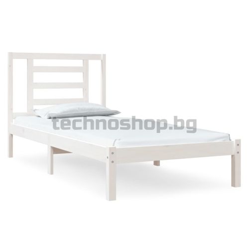 Рамка за легло без матрак, бял, 90x200 см, бор масив
