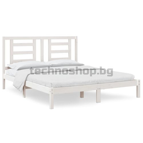 Рамка за легло без матрак, бял, 160x200 см, бор масив