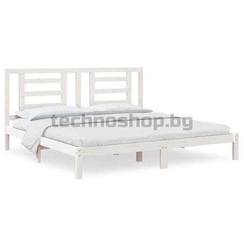 Рамка за легло без матрак, бял, 200x200 см, бор масив