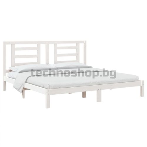 Рамка за легло без матрак, бял, 200x200 см, бор масив