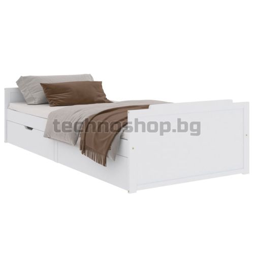 Рамка за легло с чекмеджета, бяла, бор масив, 90х200 см