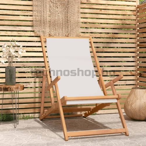 Сгъваем плажен стол, тиково дърво масив, кремав