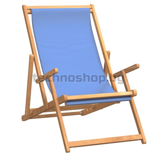 Сгъваем плажен стол, тиково дърво масив, син