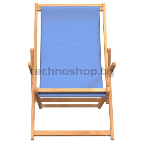 Сгъваем плажен стол, тиково дърво масив, син