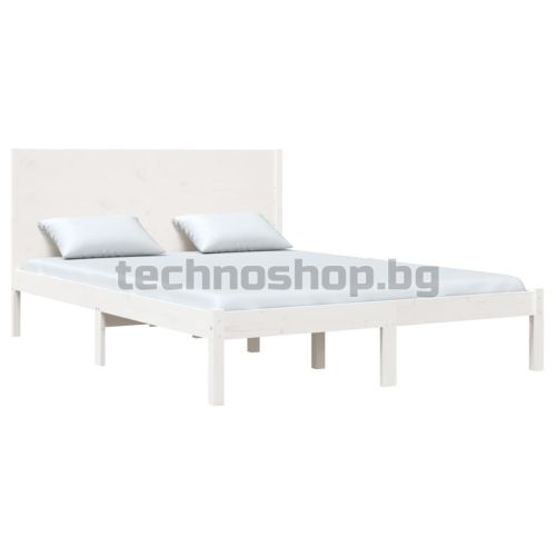 Рамка за легло без матрак, бял, 140x200 см, бор масив