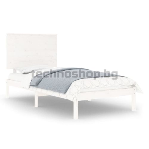 Рамка за легло без матрак, бял, 90x200 см, бор масив