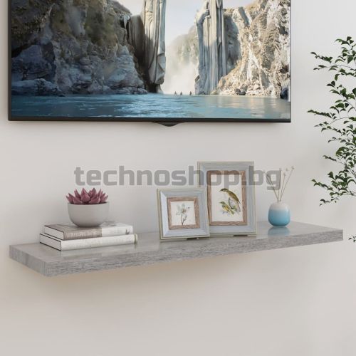 Окачен стенен рафт, бетонно сив, 90x23,5x3,8 см, МДФ