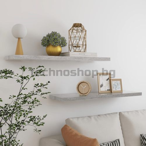 Окачени стенни рафтове 2 бр бетонно сиви 90x23,5x3,8 см МДФ