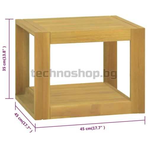 Стенен шкаф за баня, 45x45x35 см, тиково дърво масив