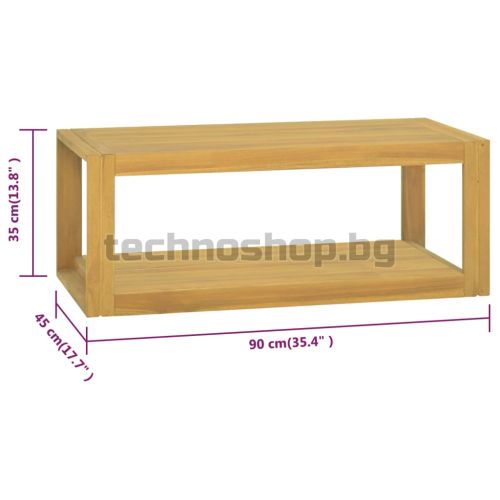 Стенен шкаф за баня, 90x45x35 см, тиково дърво масив
