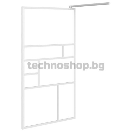 Стена за душ кабина, 100x195 см, ESG стъкло, бяла