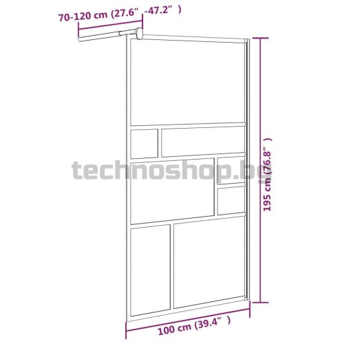 Стена за душ кабина, 100x195 см, ESG стъкло, бяла