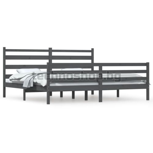 Рамка за легло, бор масив, 200x200 см, сива