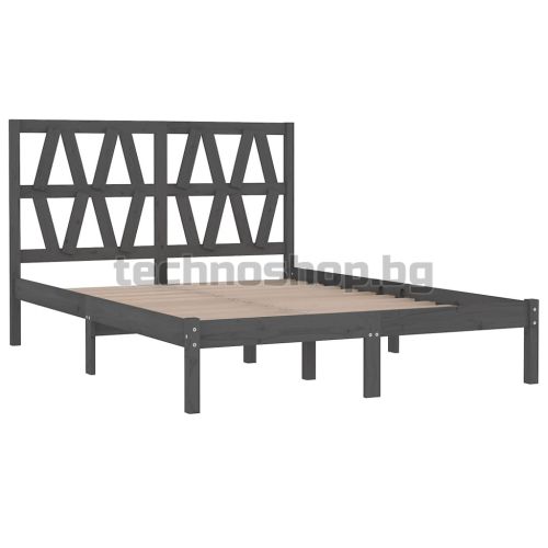 Рамка за легло, сива, бор масив, 200х200 см