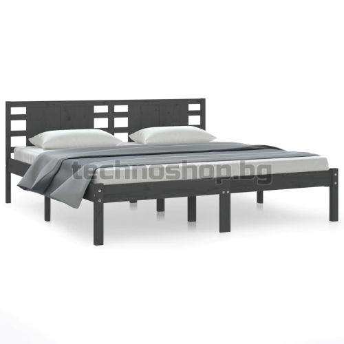 Рамка за легло, сива, бор масив, 200х200 см