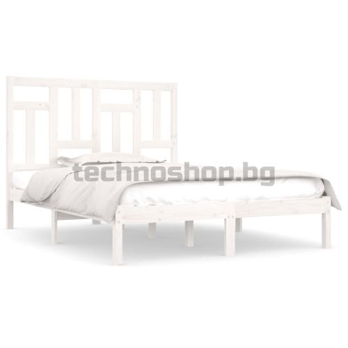 Рамка за легло без матрак, бял, 140x200 см, бор масив