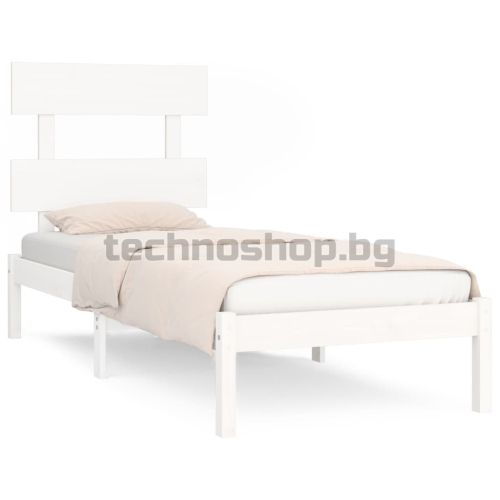 Рамка за легло, бяла, дърво масив, 90х200 см