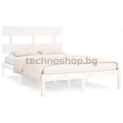 Рамка за легло, бяла, дърво масив, 200x200 см