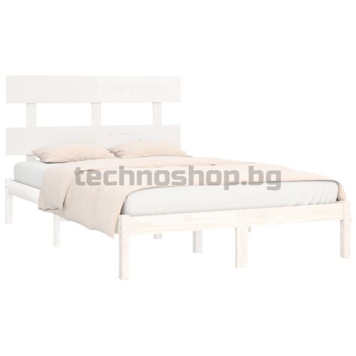 Рамка за легло, бяла, дърво масив, 200x200 см