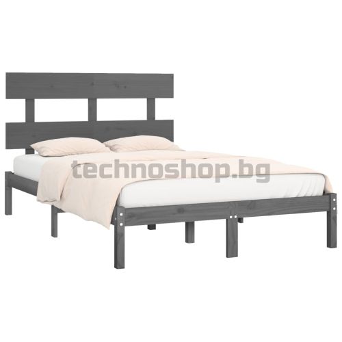 Рамка за легло, сива, дърво масив, 200х200 см