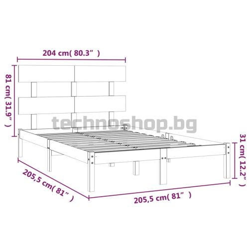 Рамка за легло, меденокафява, дърво масив, 200x200 см