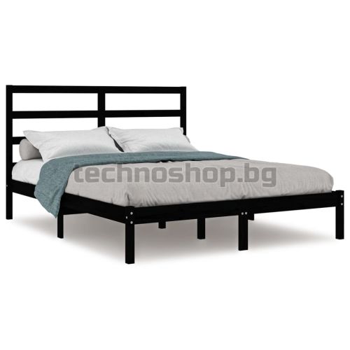 Рамка за легло, черна, бор масив, 140х190 см