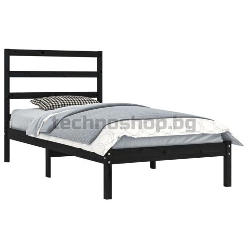 Рамка за легло, черна, бор масив, 100х200 см