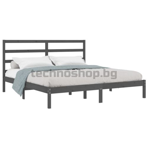 Рамка за легло, сива, бор масив, 200х200 см